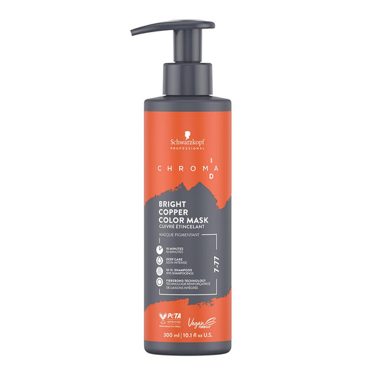 Schwarzkopf Professional CHROMA ID Bonding Color Mask Semi Permanent Mix And Tone Color System Toning Enhancing Refreshing Intense Care Deep Conditioning Shine Vegan Formula 7-77 Bright Copper 300 ml